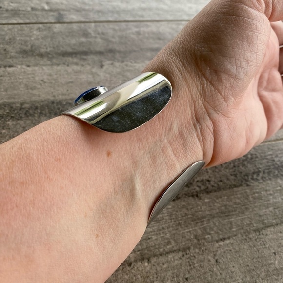 Vintage Sarah Coventry Cleopatra Cuff Blue Confetti Lucite Modern Space Age - Picture 9 of 14